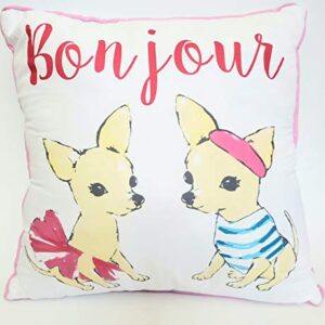 Bonjour Accent White Pillow 16 inches by 16 inches