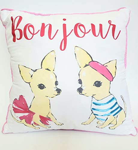 Bonjour Accent White Pillow 16 inches by 16 inches