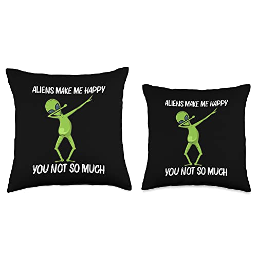 Cool Alien Gift Alien Lover Accessories & Stuff Funny Alien Art for Men Women Extraterrestrial Life Lovers Throw Pillow, 18x18, Multicolor