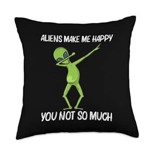 cool alien gift alien lover accessories & stuff funny alien art for men women extraterrestrial life lovers throw pillow, 18x18, multicolor
