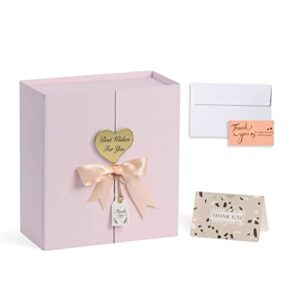 charmgiftbox gift boxes with lids, 8.5"x8"x4" pink gift box with ribbon card fancy gift wrap boxes for wrapping presents festival anniversary birthday weddings gift box for girlfriend mother's day