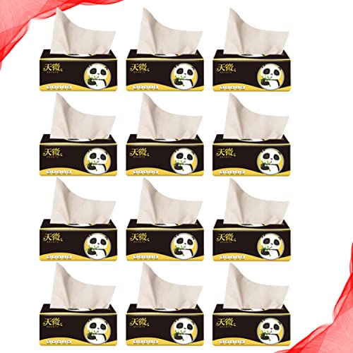 DOITOOL Paper Tissues 12bag Household Extraction Tissues Wood Pulp Paper Bag Toilet Napkins Paper Extraction