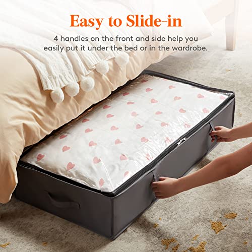 Lifewit 90L 4 Pack Under Bed Storage Containers, Large Capacity Blanket Storage Bags with Reinforced Handle, Organization and Storage for Comforters, Sheets, Clothes, Bedroom, College Dorm, Grey