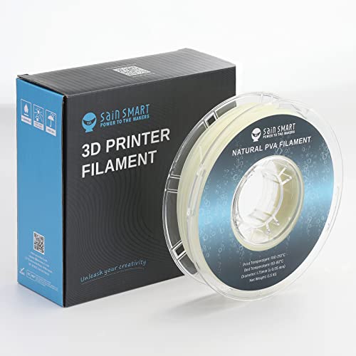 SainSmart 1.75mm PVA Dissolvable 3D Printers Filament, Upgrade Water Soluble Support Filament for 3D Printers -0.5kg/1.1lbs (Natural), Dimensional Accuracy +/- 0.05mm