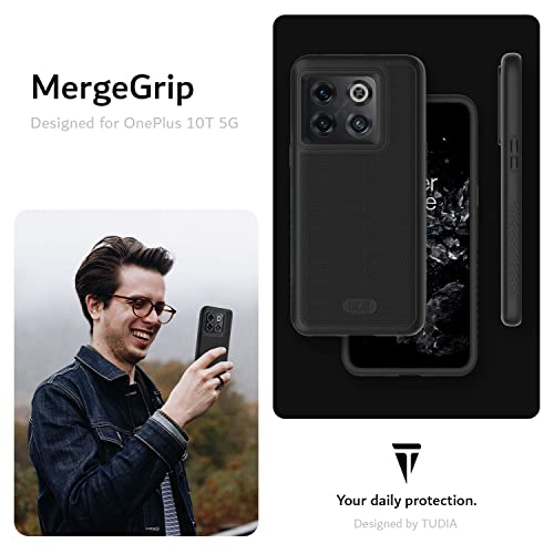 TUDIA DualShield Grip Designed for OnePlus10T Case 5G, [MergeGrip] Shockproof Military Grade Slim Dual Layer Protection for OnePlus 10T 5G Case (Matte Black)