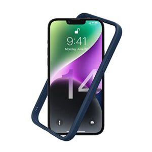 rhinoshield bumper case compatible with [iphone 14 plus] | crashguard nx - shock absorbent slim design protective cover 3.5m / 11ft drop protection - navy blue