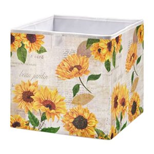 rectangular storage baskets ,retro sunflower fabric storage bin organizer,collapsible storage basket for toy, clothes,books.shelves basket