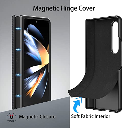 Cresee Case for Samsung Galaxy Z Fold 4 (2022) Magnetic Hinge Cover Protection, Slim Fit Hard PC + PU Protective Phone Case for Galaxy Z Fold4 5G - Graphite