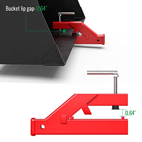 RbhAuto Red Tractor Clamp on Trailer Hitch 2" Ball Mount Receiver, New Upgrade Forklift Bucket Trailer Hitch Attachment, Adapter Compatible with Kubota Deere Bobcat Front Bucket Accessories