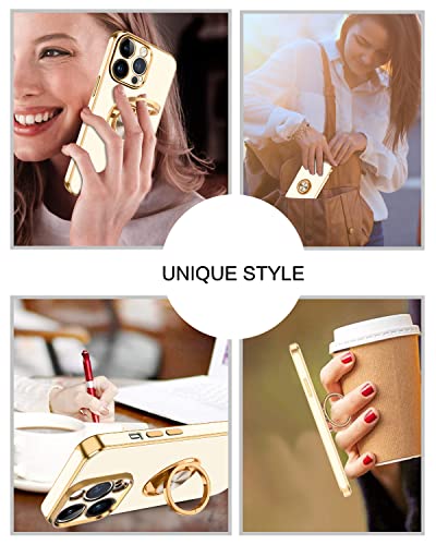 BENTOBEN iPhone 14 Pro Max Case, Slim Lightweight 360° Ring Holder Kickstand Support Car Mount Shockproof Women Men Non-Slip Protective Case for iPhone 14 Pro Max 6.7", White