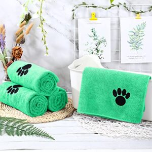 Chumia 4 Pack Pet Grooming Towel Absorbent Dog Towels for Drying Dogs Soft Microfiber Dog Drying Towel Quick Drying Large Dog Bath Towel for Dogs, Cats and Other Pets (Green, 16 x 31 Inch)