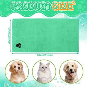 Chumia 4 Pack Pet Grooming Towel Absorbent Dog Towels for Drying Dogs Soft Microfiber Dog Drying Towel Quick Drying Large Dog Bath Towel for Dogs, Cats and Other Pets (Green, 16 x 31 Inch)