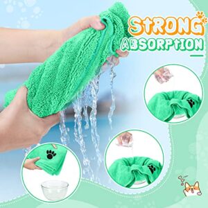 Chumia 4 Pack Pet Grooming Towel Absorbent Dog Towels for Drying Dogs Soft Microfiber Dog Drying Towel Quick Drying Large Dog Bath Towel for Dogs, Cats and Other Pets (Green, 16 x 31 Inch)