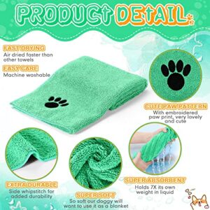 Chumia 4 Pack Pet Grooming Towel Absorbent Dog Towels for Drying Dogs Soft Microfiber Dog Drying Towel Quick Drying Large Dog Bath Towel for Dogs, Cats and Other Pets (Green, 16 x 31 Inch)