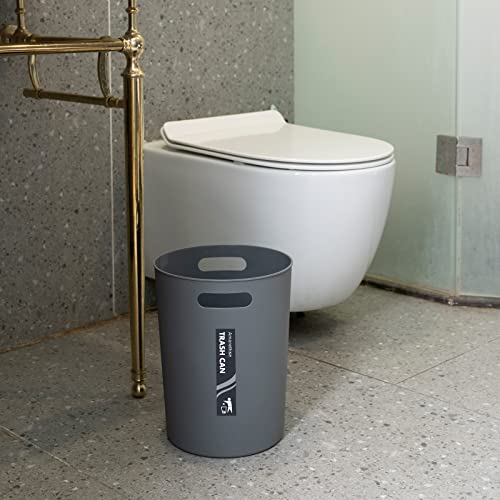 Amorettise 4 Pack Small Trash Can for Bathroom - 3 Gallon/12-Liter Wastebasket, Round Plastic Garbage Container Bin for Bedroom Office Grey.