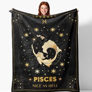 Henazin Pisces Gifts, Pisces Gifts for Women Men, Pisces Decor, Pisces Blanket, Pisces Zodiac Gift, Pisces Astronomy Gift, Pisces Birthday Gift for Women Men, Constellation Gift Blanket 50"X60"