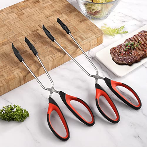 Food Tongs,SinYe Kitchen Tongs with Nylon Tips,11 Inches and 13 Inches Tong Set,Non-Slip Grip Handle,Pack of 2