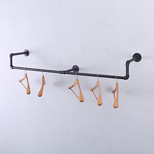 Industrial Pipe Clothing Rack Wall Mounted,Vintage Retail Garment Rack Display Rack Cloths Rack,Metal Commercial Clothes Racks for Hanging Clothes,Iron Clothing Rod Laundry Room Decor(59in)