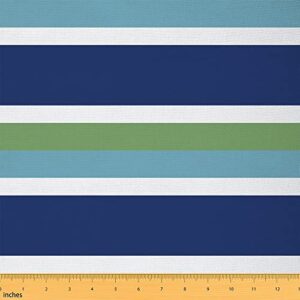 striped material fabric, green blue stripe fabric by the yard, navy blue turquoise stripes quilting fabric by the yard, geometric upholstery fabric by the yard, kids diy lines fabric, 3 yards