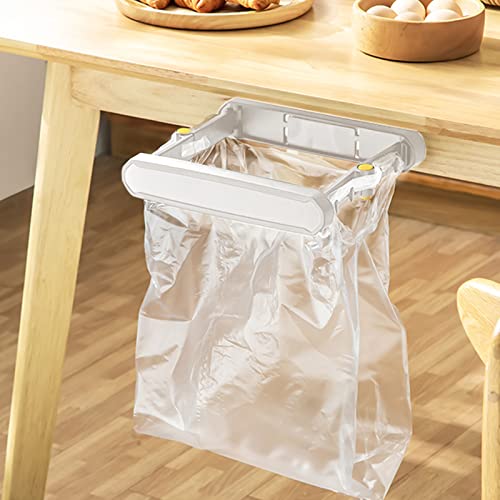 Klyuqoz Portable Trash Bag Holder, Garbage Bag Holder with Disposable Garbage Bag Pack of 100, Camping Trash Bag Holder Self-Adhesive Hanging Foldable for Kitchen Cabinet Bathroom RV, White