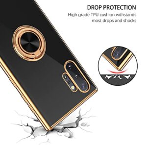 DUEDUE for Samsung Galaxy Note 10 Plus Case with Ring Holder Kickstand 360 Degree Rotation Magnetic Car Finger Slim Cover Shockproof Protective Phone Case for Samsung Note 10 Plus 5G/4G, Black