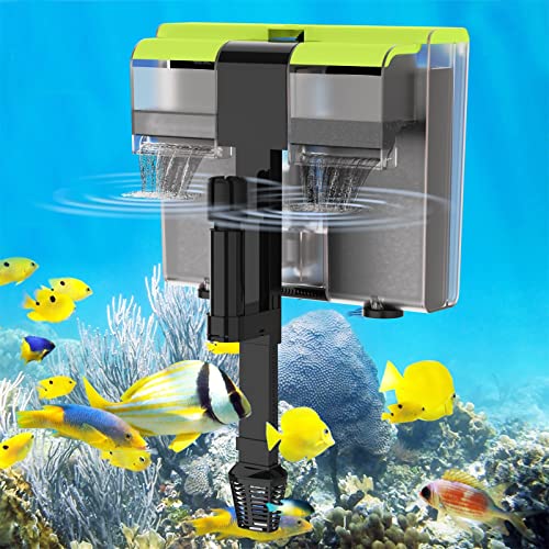 Insputer 170GPH Fish Tank Filters, Hang on Turtle Filter, 3-Layer Filtration Aquarium Filter for 30 to 45 Gallon Saltwater & Freshwater, Large Ultra Quiet Tank System