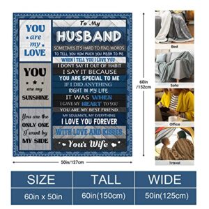 Gifts for Husband, Husband Gifts Blanket, Husband Gifts from Wife, Husband Birthday Gift, Anniversary Wedding Birthday Gifts for Husband Unique, Gift for Husband, Husband Gift Throw Blanket 60"x 50"