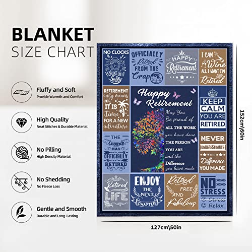 YRAQLVU Retirement Gifts for Women/Man Retirement Blanket Best Retirement Gifts for Women Retirement Throw Blankets Happy Retirement Gifts for Nurses Teacher Police Coworker 60X50in