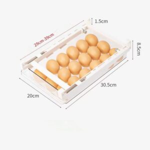 Allpdesky Refrigerator Eggs Storage Box Plastic Food Storage Container Pull-out Drawer Holder Kitchen Fridge Fresh-Keeping Organizer Shelf