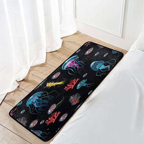 Kigai Ocean Jellyfish Corals Seaweed Area Rugs Colorful Large Non-Slip Floor Mat Carpets Doormat Foot Pad for Outdoor Kitchen Living Dining Dorm Playing Room Bedroom 39 x 20 inch