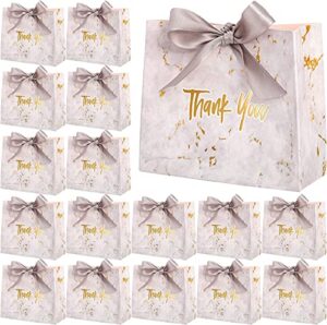 hacaroa 50 pack small thank you gift bags with silver ribbon, marble pattern party favor bags candy boxes, 4.5x1.8x4 inch mini paper gift bags bulk for wedding, bridal shower, baby shower