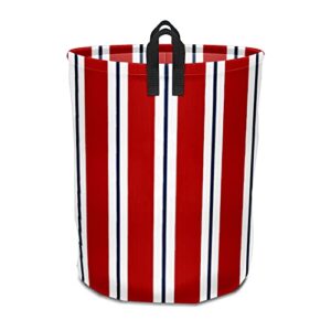waterproof foldable laundry hamper with handles nautical blue red white striped round dirty clothes laundry basket storage bin organizer for toy collection