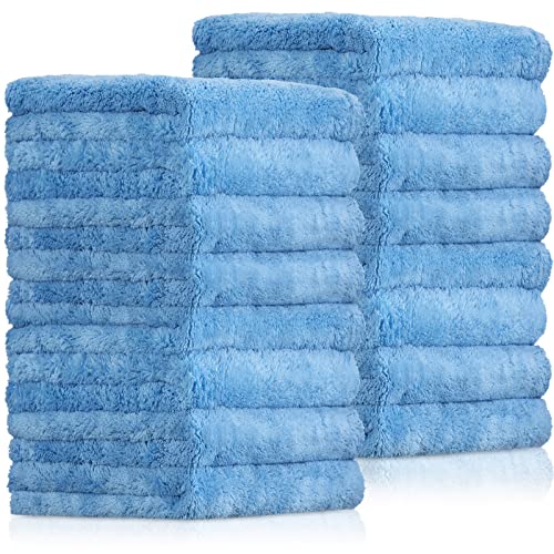 Tallew 16 Pcs Cars Microfiber Towels Buffing Drying Wash Cleaning Towel Cloths Plush Large Car Towels Thick Car Care Polishing Detailing Buffing Waxing Scratch Proof Towel, 15.75 x 15.75 Inch