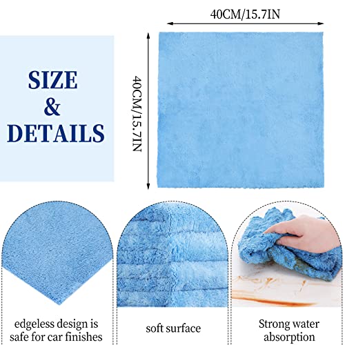 Tallew 16 Pcs Cars Microfiber Towels Buffing Drying Wash Cleaning Towel Cloths Plush Large Car Towels Thick Car Care Polishing Detailing Buffing Waxing Scratch Proof Towel, 15.75 x 15.75 Inch