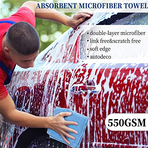 Tallew 16 Pcs Cars Microfiber Towels Buffing Drying Wash Cleaning Towel Cloths Plush Large Car Towels Thick Car Care Polishing Detailing Buffing Waxing Scratch Proof Towel, 15.75 x 15.75 Inch