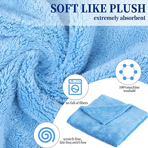 Tallew 16 Pcs Cars Microfiber Towels Buffing Drying Wash Cleaning Towel Cloths Plush Large Car Towels Thick Car Care Polishing Detailing Buffing Waxing Scratch Proof Towel, 15.75 x 15.75 Inch