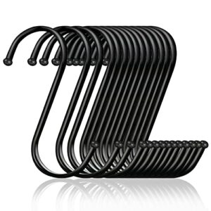 lcsmaokin 30 pack 4 inch s hooks for hanging, stainless metal steel black s shaped hangers for kitchen utensils, jeans, plants, pots, pans, cups, towels - black