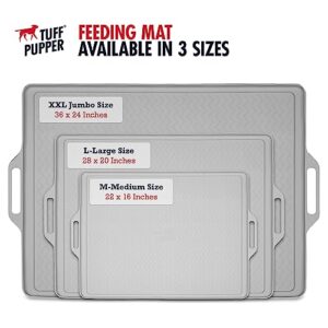 Tuff Pupper 36x24 XXL Waterproof Pet Feeding Mat | Raised Edges Prevent Spills | Easy Clean Dishwasher Safe | Holds Food & Water Mess from Floor | Non Slip Silicone Base | Dogs and Cats Silicone Tray