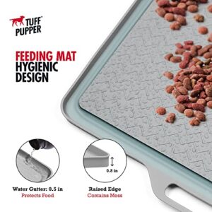 Tuff Pupper 36x24 XXL Waterproof Pet Feeding Mat | Raised Edges Prevent Spills | Easy Clean Dishwasher Safe | Holds Food & Water Mess from Floor | Non Slip Silicone Base | Dogs and Cats Silicone Tray