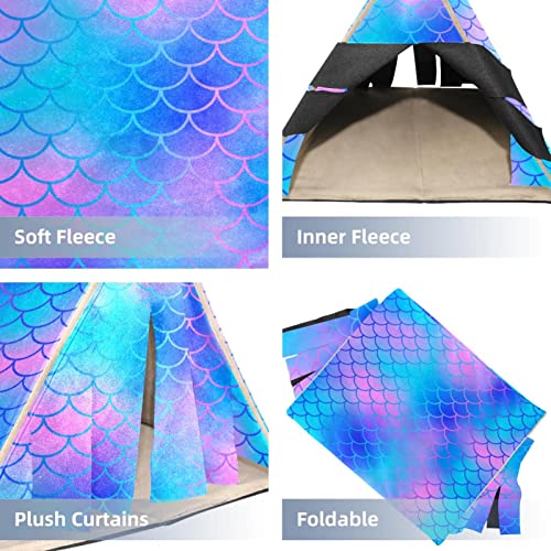 Mermaid Fish Scale Blue Pink, Guinea Pig Hideout for Small Animal Hamster Gerbils Chipmunks Squirrels Hedgehogs Guinea Pig Bed