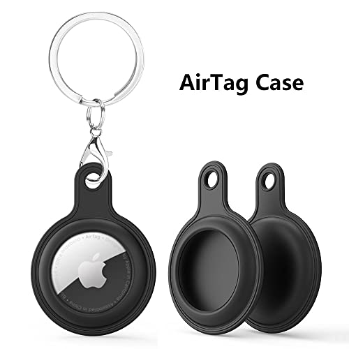 [4 Pack] Soft Silicone AirTag Case, Anti-Scratch Protective Cover Key Ring Tracker Cases, AirTags Accessories Holder Pet Collar Keychain Compatible with Apple AirTag (Multi-Color)