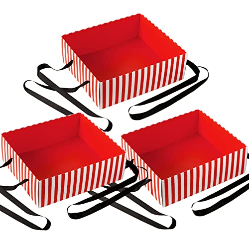3 Pcs Snack Trays with Strap Movie Snack Trays Snack and Beverage Carrier 20's Theme Costume Accessory Prop for Women Carnival Halloween Costume Movie Supplies (Red)