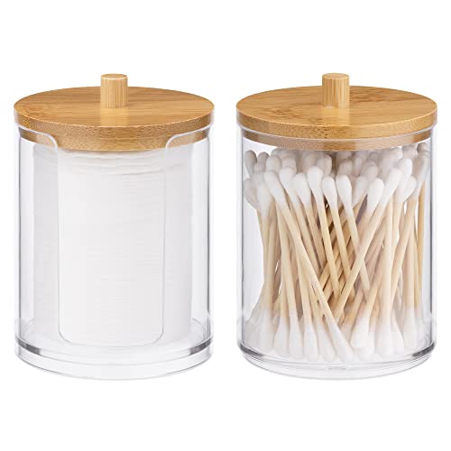 Navaris Cotton Round and Swab Holders (Set of 2) - Bathroom Holder Storage for Cotton Rounds and Swabs - Makeup Pad Dispenser Accessories Organizer