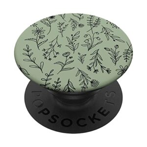 light sage green wildflower floral flower pattern popsockets swappable popgrip