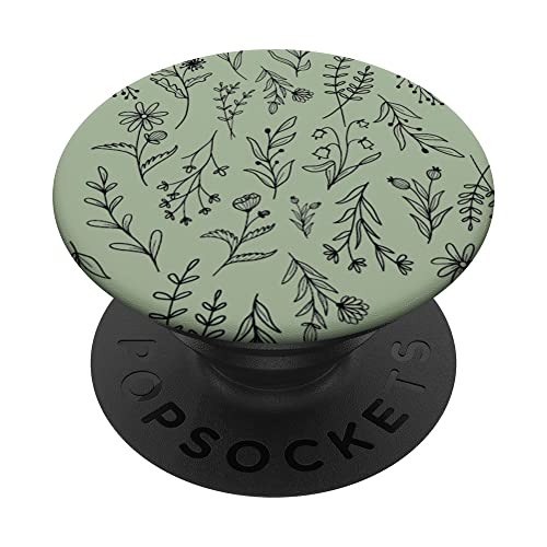 Light Sage Green Wildflower Floral Flower Pattern PopSockets Swappable PopGrip