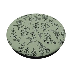 Light Sage Green Wildflower Floral Flower Pattern PopSockets Swappable PopGrip