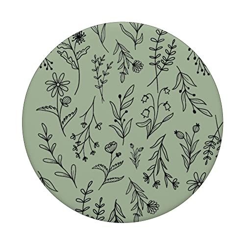 Light Sage Green Wildflower Floral Flower Pattern PopSockets Swappable PopGrip