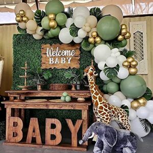 152PCS Sage Green Balloon Garland Arch Kit Green and Gold Balloon Garland Kit Retro Green and White Latex Balloons Set for Wedding Birthday Party Baby Shower Decoration