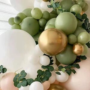 152PCS Sage Green Balloon Garland Arch Kit Green and Gold Balloon Garland Kit Retro Green and White Latex Balloons Set for Wedding Birthday Party Baby Shower Decoration