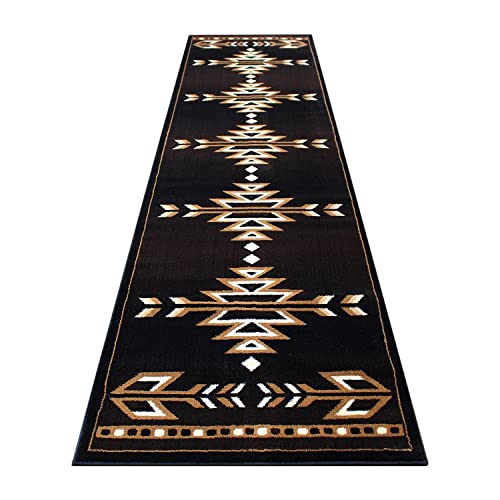 Flash Furniture Amado Collection Rustic Southwestern Area Rug - Non-Shedding Brown Olefin Fibers - 3' x 16' - Jute Backing - Bedroom, Living Room, Entryway